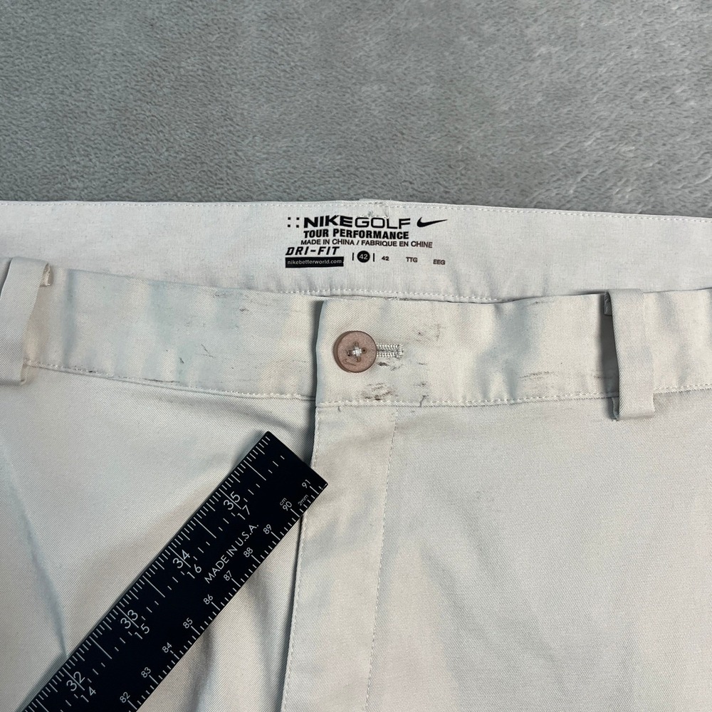 Nike Golf Tour Performance Dri-FIT Pants Mens 42 Light Khaki Tan White Casual - Picture 4 of 16